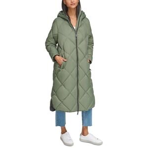 Calvin Klein Jeans Women's Cire Drama Hooded Puffer Jacket - Thyme Size MEDIUM
